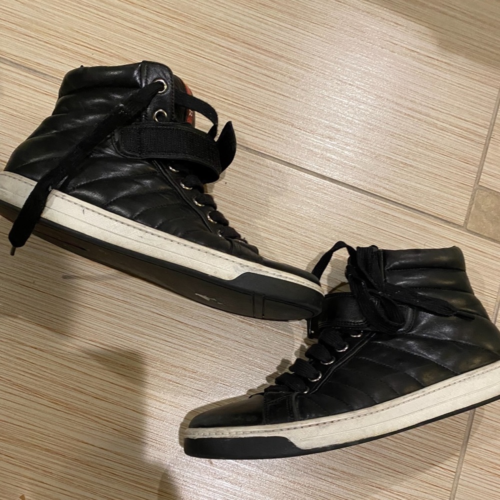 Prada Leather High Top Sneakers